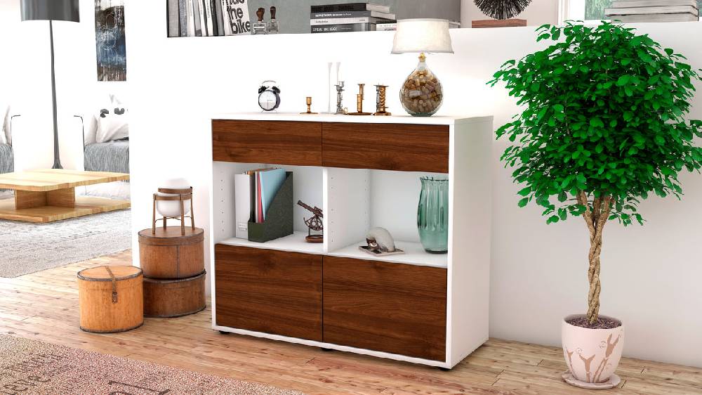 Stil Zeit Möbel Sideboard Christina, Walnuss (92x79x35cm) Versandkostenfrei
