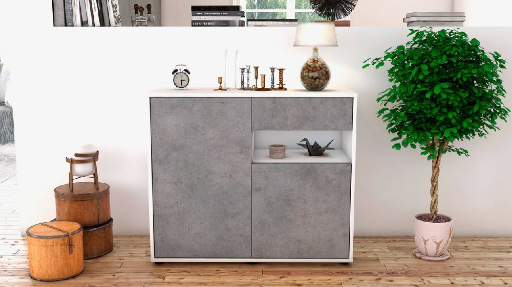 Stil Zeit Möbel Sideboard Charlotta, Beton (92x79x35cm) Großer Ausverkauf