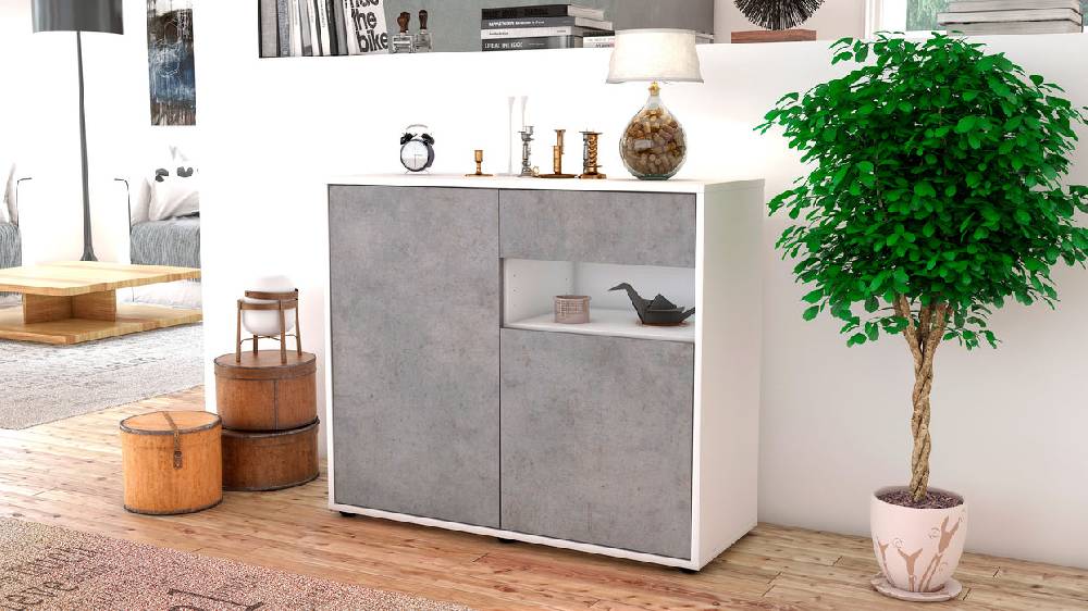 Stil Zeit Möbel Sideboard Charlotta, Beton (92x79x35cm) Großer Ausverkauf