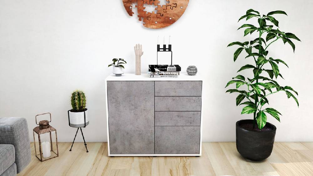 Stil Zeit Möbel Sideboard Celestina, Beton (92x79x35cm) Online Shopping