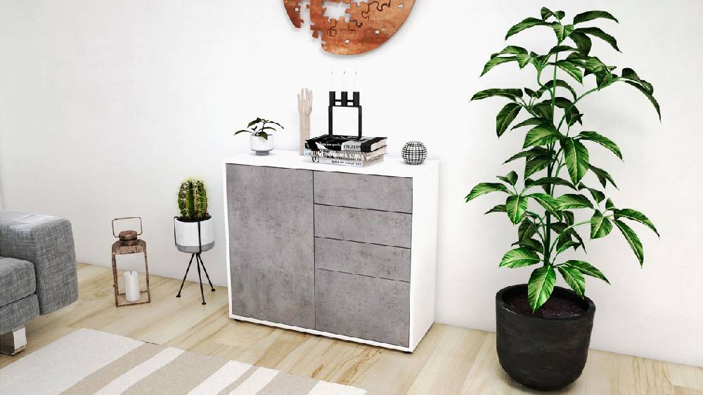 Stil Zeit Möbel Sideboard Celestina, Beton (92x79x35cm) Online Shopping