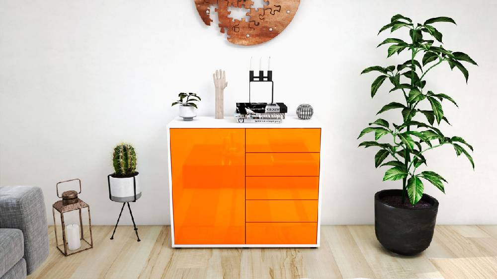 Stil Zeit Möbel Sideboard Cecilia, Orange (92x79x35cm) Preisnachlass
