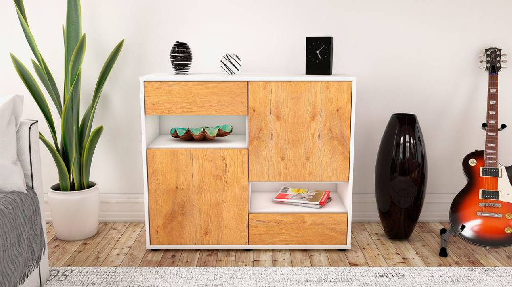 Stil Zeit Möbel Sideboard Carmelina, Eiche (92x79x35cm) Vatertagsangebot