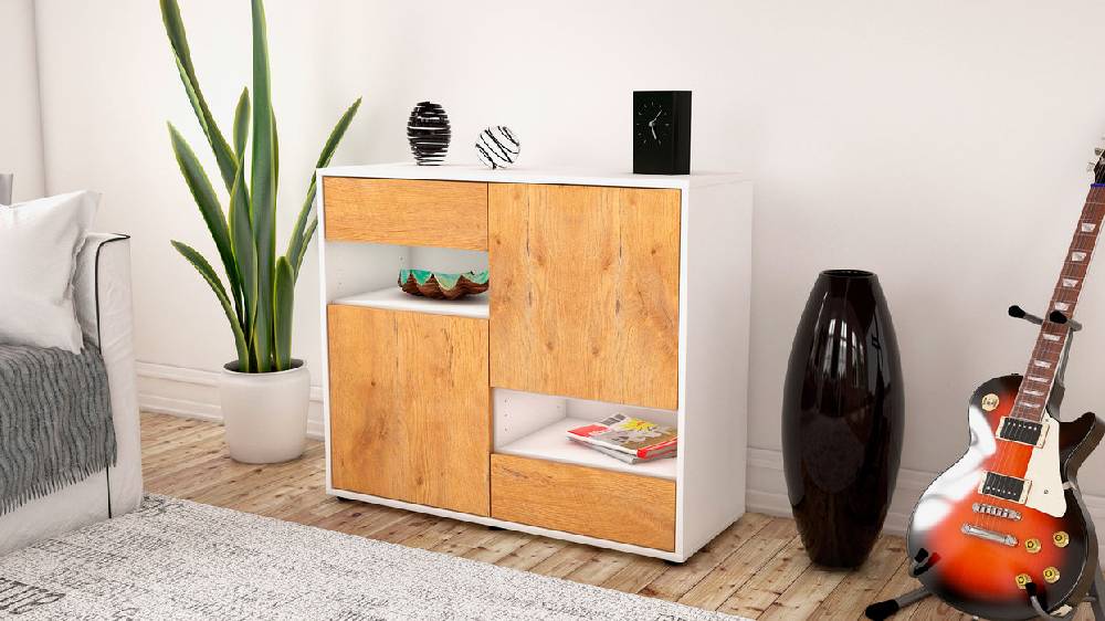 Stil Zeit Möbel Sideboard Carmelina, Eiche (92x79x35cm) Vatertagsangebot