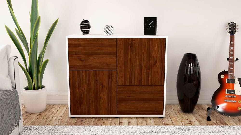 Stil Zeit Möbel Sideboard Carla, Walnuss (92x79x35cm) Lagerräumung