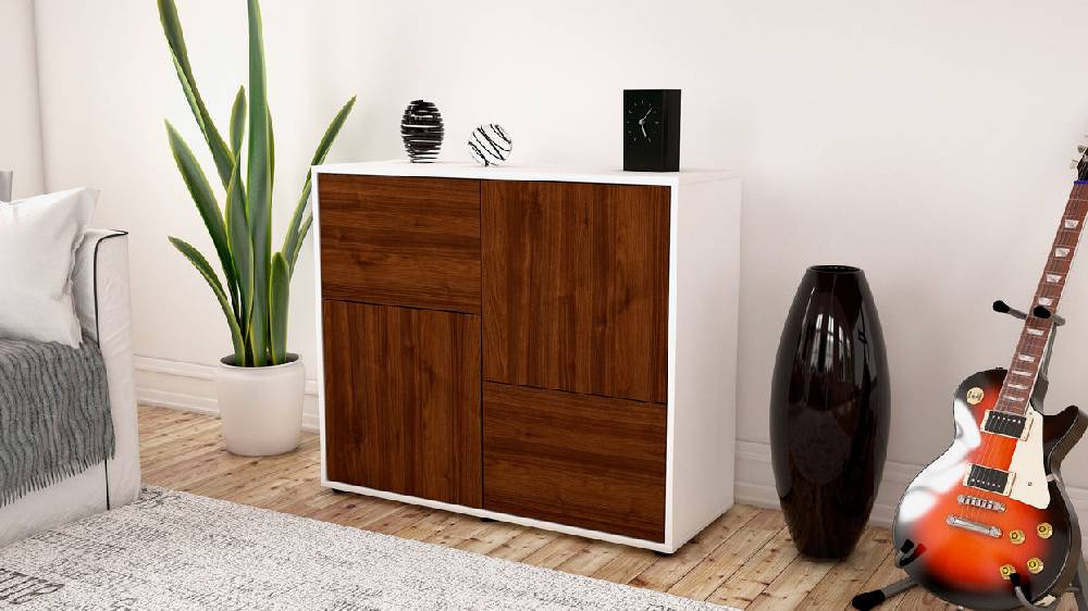 Stil Zeit Möbel Sideboard Carla, Walnuss (92x79x35cm) Lagerräumung
