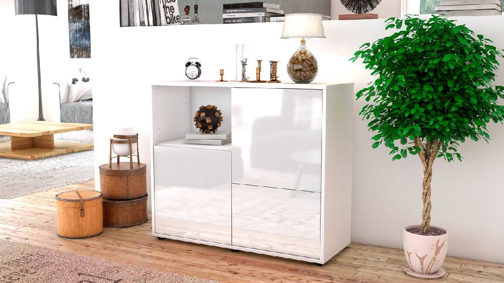 Stil Zeit Möbel Sideboard Carina, Weiß (92x79x35cm) Heißer Verkauf