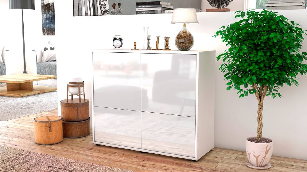 Stil Zeit Möbel Sideboard Cara, Weiß (92x79x35cm) Online Outlet
