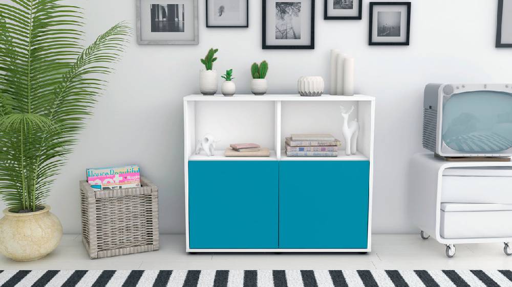 Stil Zeit Möbel Sideboard Camilla, Türkis (92x79x35cm) Zeitlich begrenztes Angebot