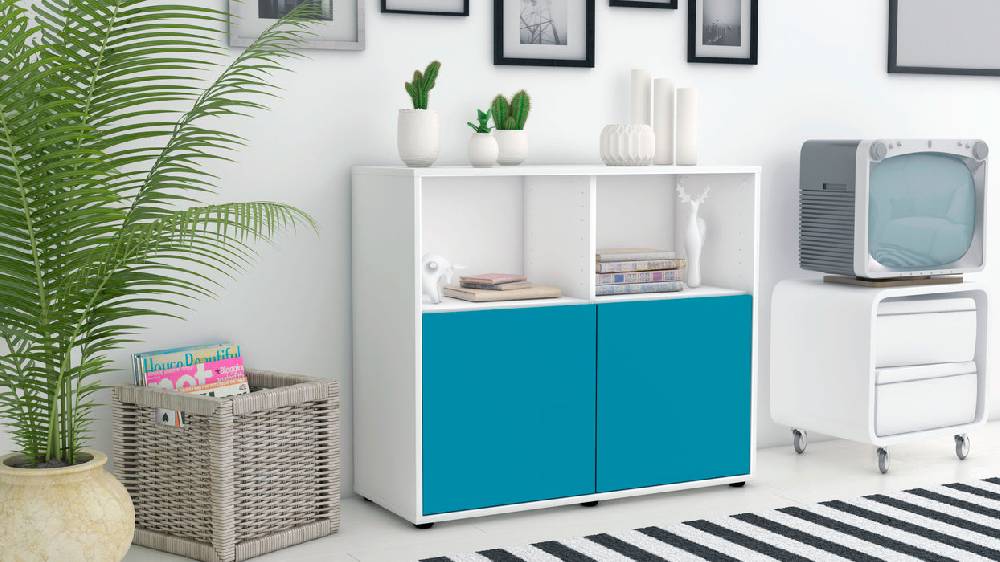 Stil Zeit Möbel Sideboard Camilla, Türkis (92x79x35cm) Zeitlich begrenztes Angebot