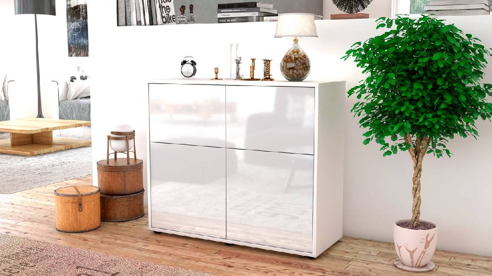 Stil Zeit Möbel Sideboard Calliope, Weiß (92x79x35cm) Exklusive Angebote