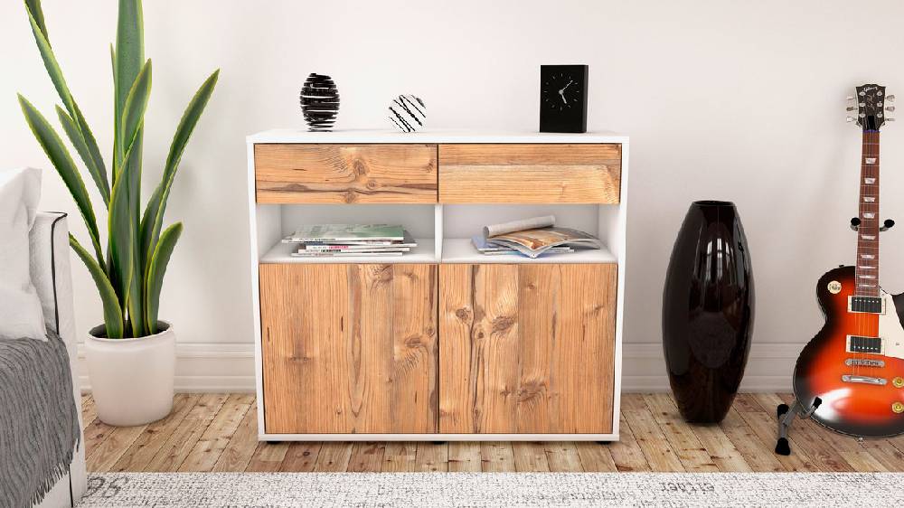 Stil Zeit Möbel Sideboard Bruna, Pinie (92x79x35cm) Blitzangebot