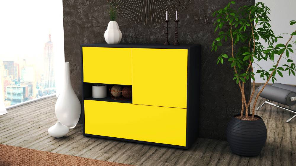 Stil Zeit Möbel Sideboard Debora, Gelb (92x79x35cm) Saisonale Angebote