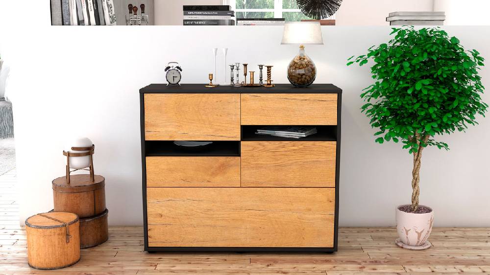 Stil Zeit Möbel Sideboard Daria, Eiche (92x79x35cm) Tägliche Deals