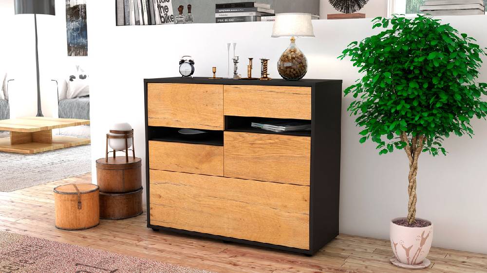 Stil Zeit Möbel Sideboard Daria, Eiche (92x79x35cm) Tägliche Deals