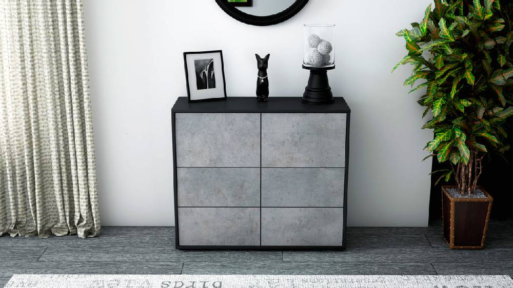 Stil Zeit Möbel Sideboard Dana, Beton (92x79x35cm) Riesige Ersparnisse