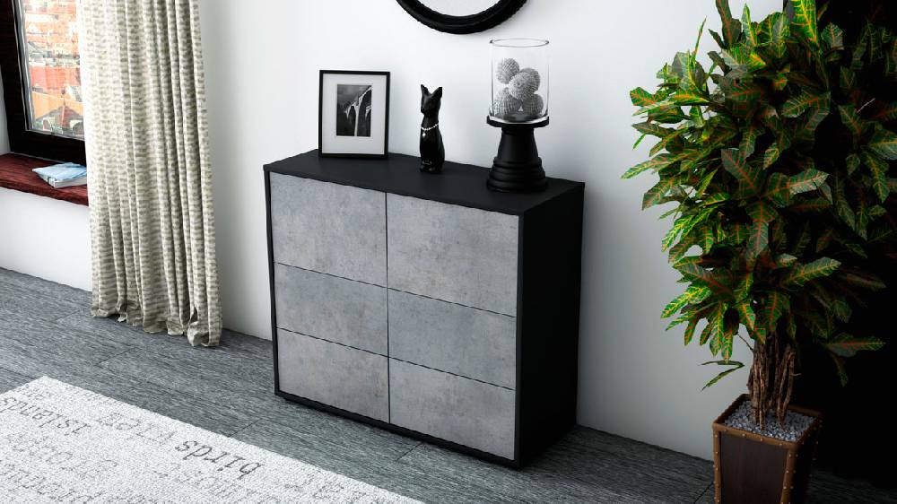 Stil Zeit Möbel Sideboard Dana, Beton (92x79x35cm) Riesige Ersparnisse