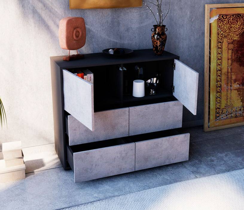 Stil Zeit Möbel Sideboard Dana, Beton (92x79x35cm) Riesige Ersparnisse