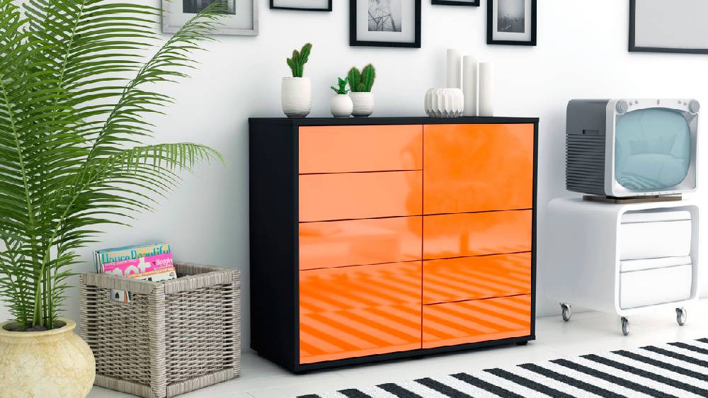 Stil Zeit Möbel Sideboard Circe, Orange (92x79x35cm) Tiefpreis