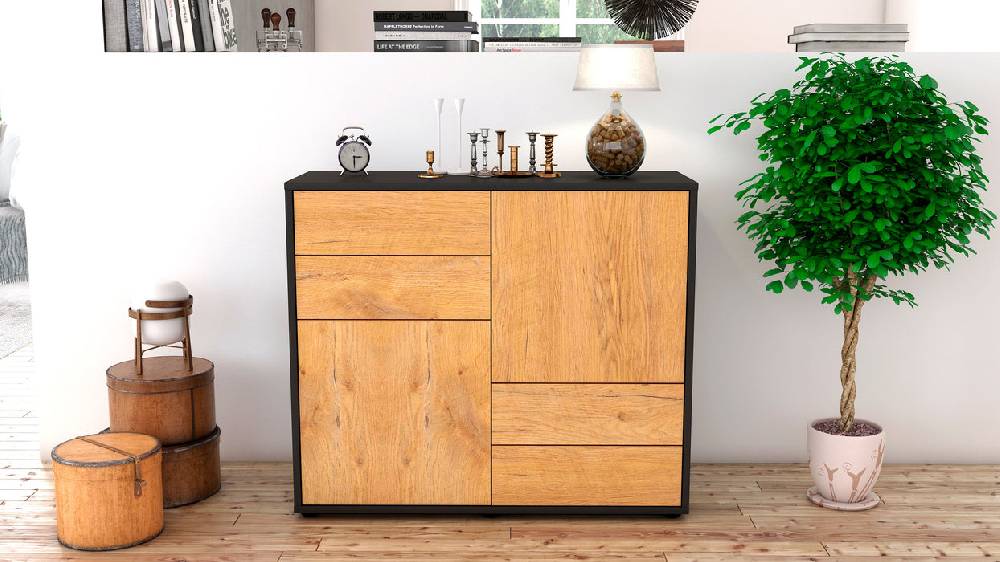 Stil Zeit Möbel Sideboard Ciara, Eiche (92x79x35cm) Wochenangebot