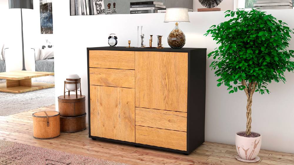 Stil Zeit Möbel Sideboard Ciara, Eiche (92x79x35cm) Wochenangebot