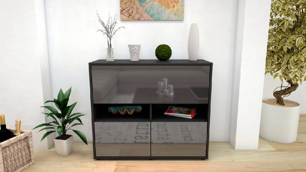Stil Zeit Möbel Sideboard Cassandra, Grau (92x79x35cm) Kostenlose Rückgabe