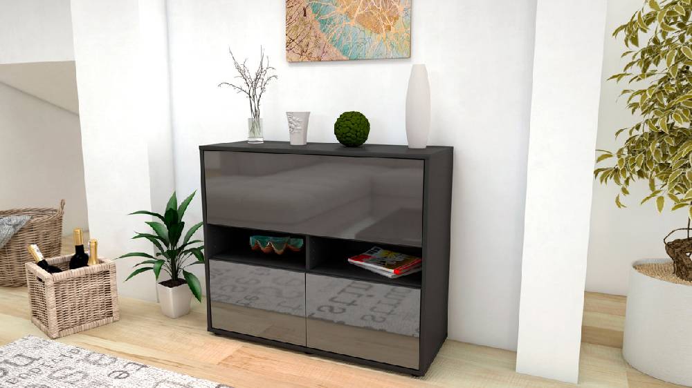 Stil Zeit Möbel Sideboard Cassandra, Grau (92x79x35cm) Kostenlose Rückgabe