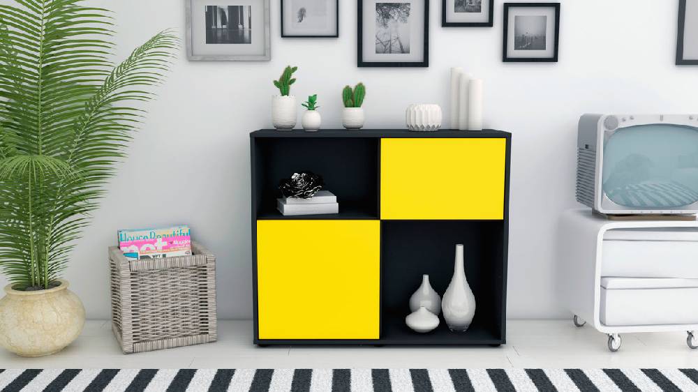 Stil Zeit Möbel Sideboard Carola, Gelb (92x79x35cm) Begrenzte Freigabe