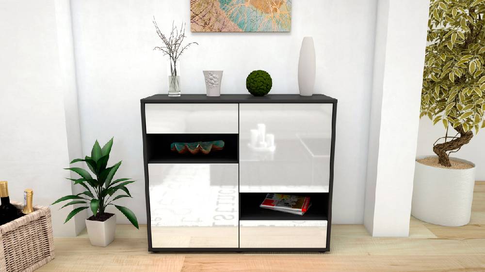 Stil Zeit Möbel Sideboard Carmelina, Weiß (92x79x35cm) Letzte 3 Tage