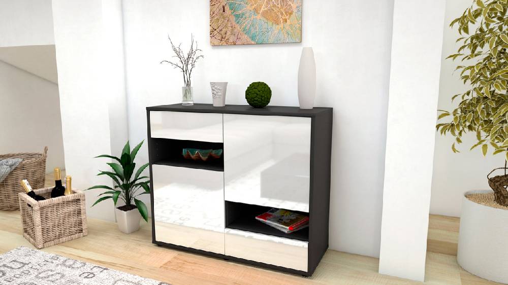 Stil Zeit Möbel Sideboard Carmelina, Weiß (92x79x35cm) Letzte 3 Tage