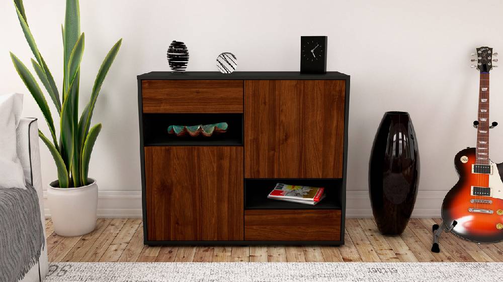 Stil Zeit Möbel Sideboard Carmelina, Walnuss (92x79x35cm) Neueste Stile