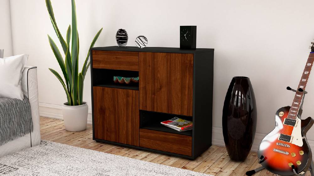 Stil Zeit Möbel Sideboard Carmelina, Walnuss (92x79x35cm) Neueste Stile