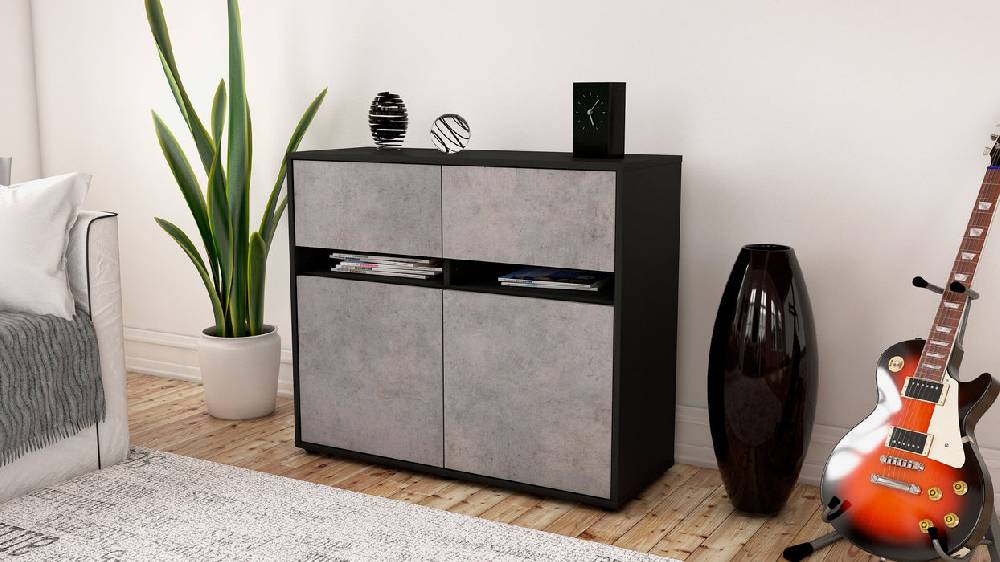 Stil Zeit Möbel Sideboard Brunilde, Beton (92x79x35cm) Bis zu 60% Rabatt