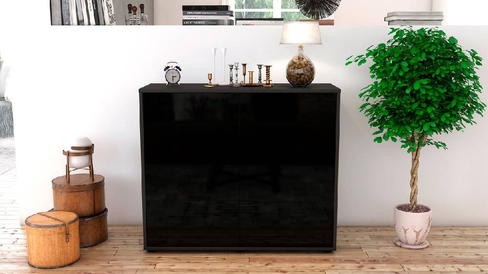 Stil Zeit Möbel Sideboard Blanka, Schwarz (92x79x35cm) Sonderangebot der Fabrik