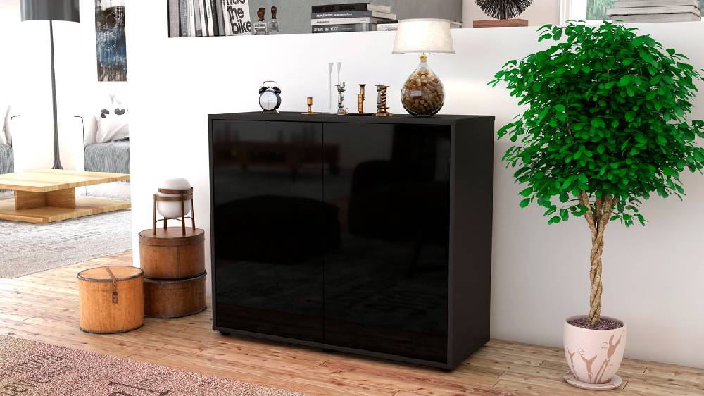 Stil Zeit Möbel Sideboard Blanka, Schwarz (92x79x35cm) Sonderangebot der Fabrik
