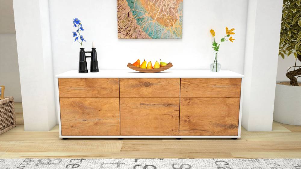 Stil Zeit Möbel Lowboard Angela, Eiche (136x49x35cm) 50% Rabatt mit kostenlosem Versand