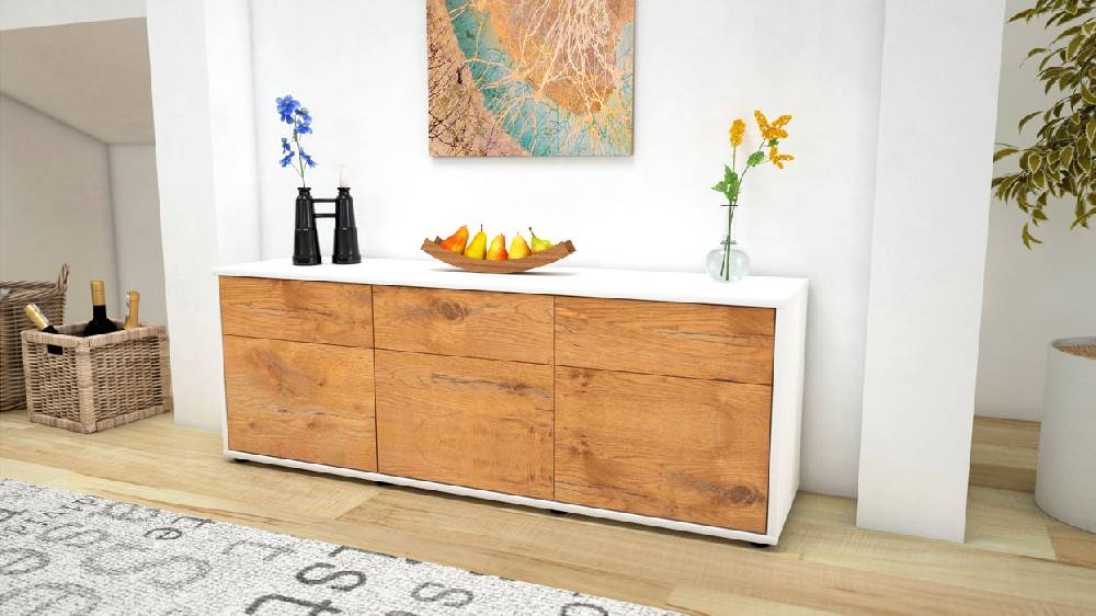 Stil Zeit Möbel Lowboard Angela, Eiche (136x49x35cm) 50% Rabatt mit kostenlosem Versand