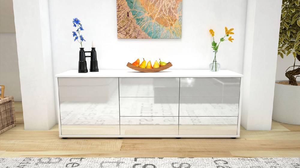 Stil Zeit Möbel Lowboard Amedea, Weiß (136x49x35cm) Speichern exportieren