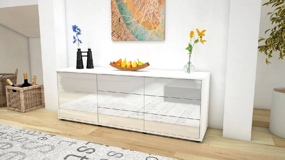 Stil Zeit Möbel Lowboard Amedea, Weiß (136x49x35cm) Speichern exportieren