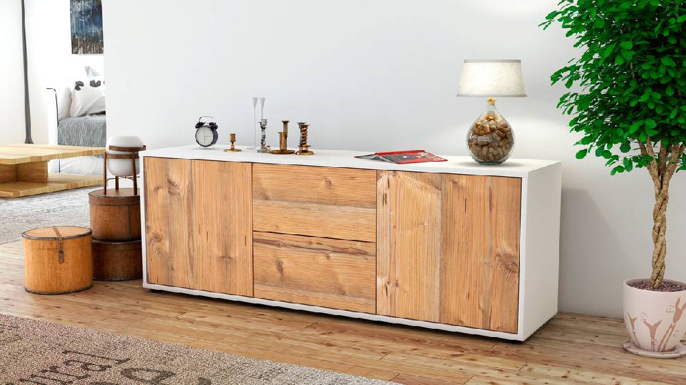 Stil Zeit Möbel Lowboard Alma, Pinie (136x49x35cm) Im Verkauf