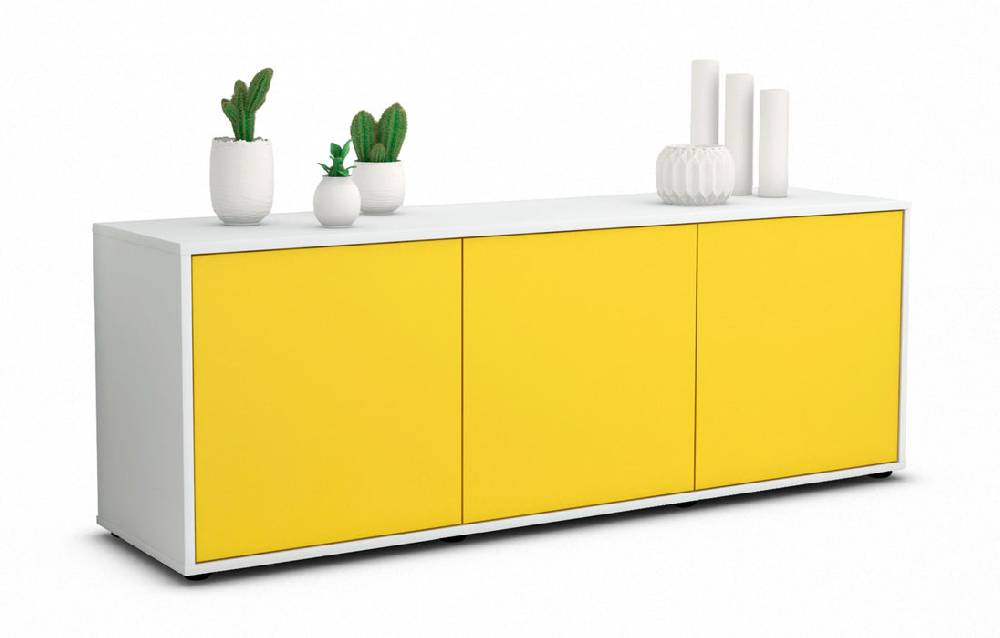 Stil Zeit Möbel Lowboard Allegra, Gelb (136x49x35cm)