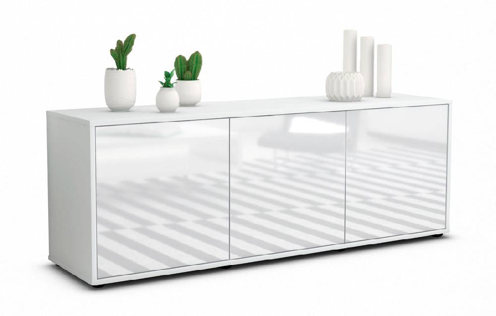 Stil Zeit Möbel Lowboard Allegra, Weiß (136x49x35cm) 50% Rabatt für begrenzte Zeit