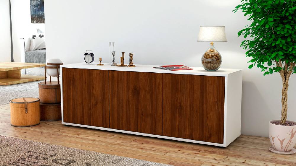 Stil Zeit Möbel Lowboard Allegra, Walnuss (136x49x35cm) Online