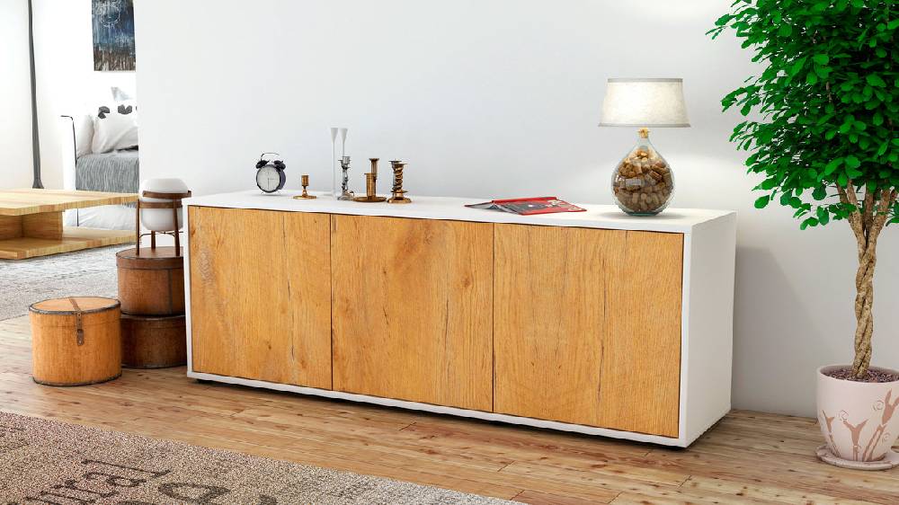 Stil Zeit Möbel Lowboard Allegra, Eiche (136x49x35cm) Outlet