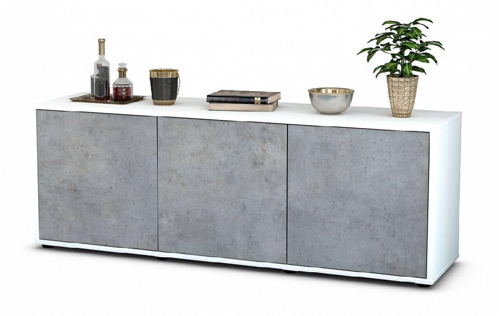 Stil Zeit Möbel Lowboard Allegra, Beton (136x49x35cm)