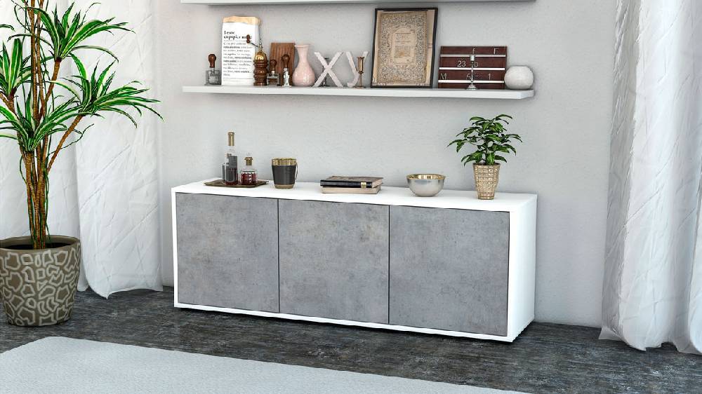 Stil Zeit Möbel Lowboard Allegra, Beton (136x49x35cm) Auslauf