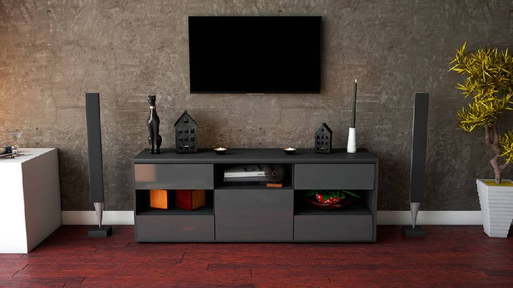 Stil Zeit Möbel Lowboard Annina, Grau (136x49x35cm) Angebote