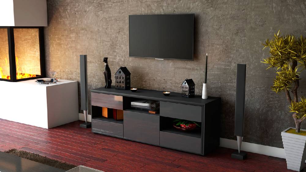 Stil Zeit Möbel Lowboard Annina, Grau (136x49x35cm) Angebote