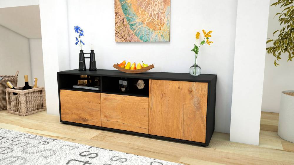 Stil Zeit Möbel Lowboard Anina, Eiche (136x49x35cm) im Angebot