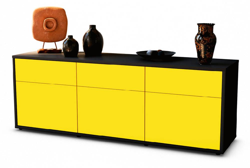 Stil Zeit Möbel Lowboard Angela, Gelb (136x49x35cm)